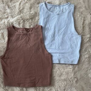 Aeropostale Women's Tank Tops - Brown and Light Blue
